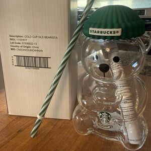 Starbucks Green Bearista Glass Cup